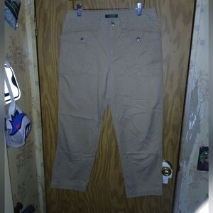 Lauren Ralph Lauren Khaki Pants Womens Size 8 Tan Straight Leg 32x26 100% Cotton